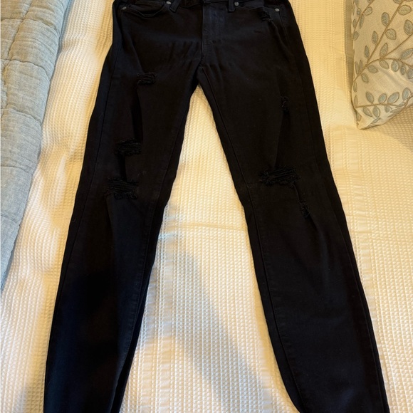 Paige Denim Stylish Black Distressed Jeans, size 27